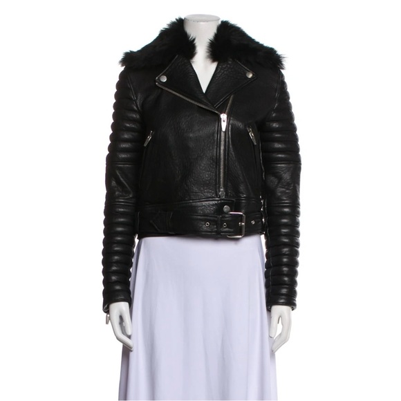 The Arrivals Women Real Black Lamb Leather and Detachable Fur collar Jacket M - Picture 12 of 12